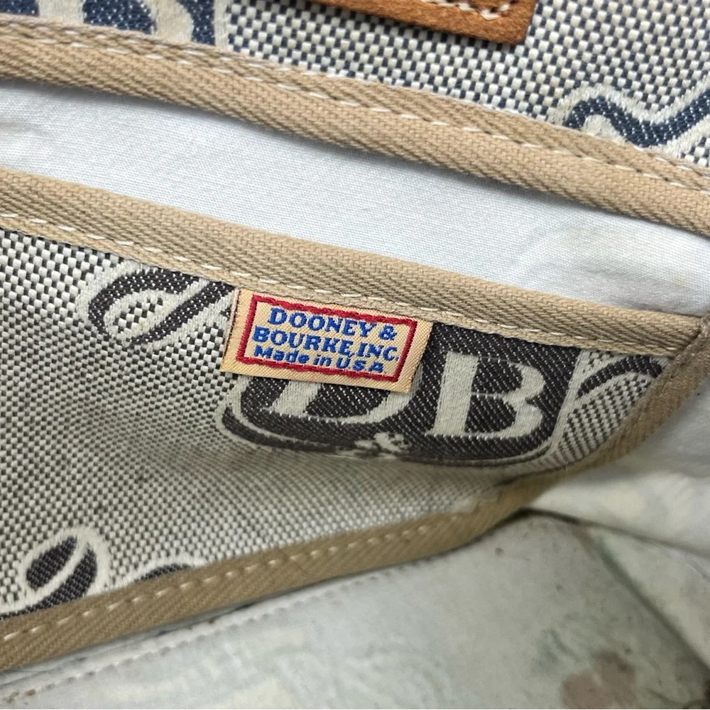 Vintage Dooney & Bourke Mini Tassel Tote with DB Signature Print Flawed